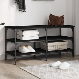vidaXL Vidaxl - Banco Zapatero Madera De Ingenier&iacute;a Negro 100x38,5x49 Cm