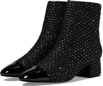 Steve Madden Eiffel Boots Womens Black Leather Cap Toe Bootie HTAT1732