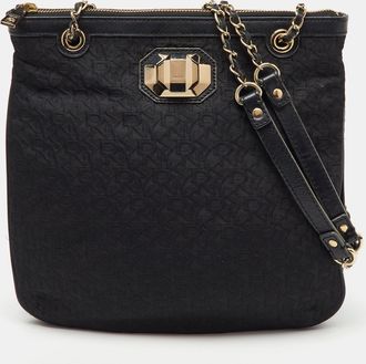 DKNY Dkny Black Signature Canvas And Leather Chain Shoulder Bag