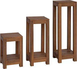 vidaXL Soporte De Plantas 3 Uds. Natural 25 X 25 X 80 Cm Vidaxl