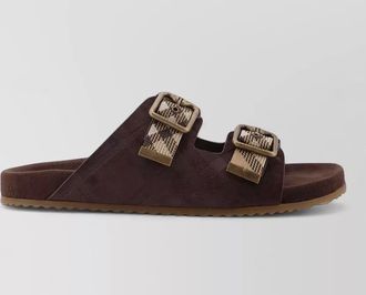 Burberry urchin suede sandals traditional check detail