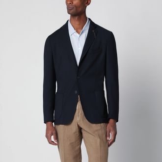Santaniello Black single-breasted wool-blend jacket