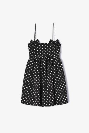 Ganni Polka-Dot Satin Mini Dress - Size 10/12 Black