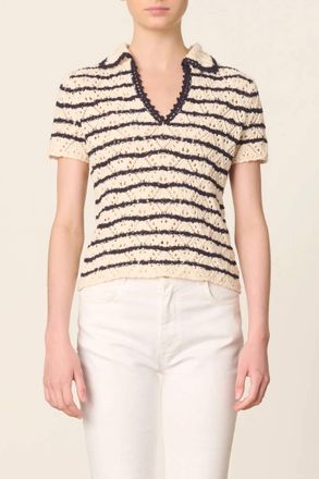 Vanessa Bruno Gillis Polo In Ecru/marine