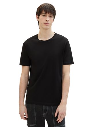 Tom Tailor Denim T-Shirt TOM TAILOR DENIM, Herren, Gr. XXL, schwarz, Jersey, Obermaterial: 100% Baumwolle, unifarben, regular fit taillenbedeckt, Rundhals, gerader Abs