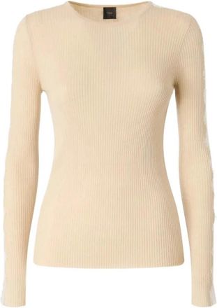 Pinko Copenaghen Maglia Seta Cashmer - Dames - Ronde hals truien - Beige - XS - Kasjmier - Truien & Vesten