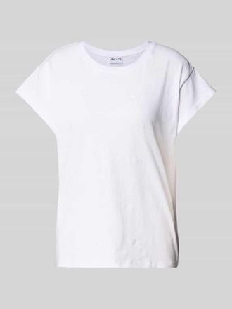 Jake*s Casual T-Shirt mit Motiv-Stitchings in Weiss, Gr&ouml;&szlig;e M