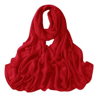 Lina & Lily Luxury Womens Bamboo Viscose Woven Scarf Shawl Wrap Solid Lightweight (Red)