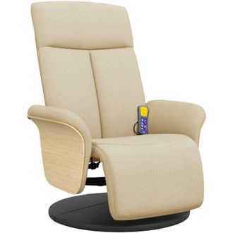 vidaXL Vidaxl - Sill&oacute;n Reclinable De Masaje Con Reposapi&eacute;s Tela Color Crema