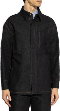Fendi Logo Embroidered Denim Jacket
