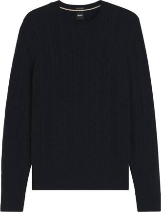 HUGO BOSS Cable-Knit Sweater In Wool And Cashmere, Size XX-Large