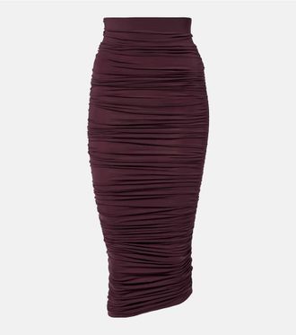 Wolford Draped sheer high-rise midi skirt