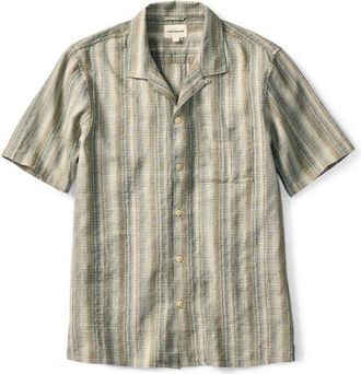 Lucky Brand Big & Tall Linen-Blend Camp Shirt in Olive Multi at Nordstrom, Size Xx-Large