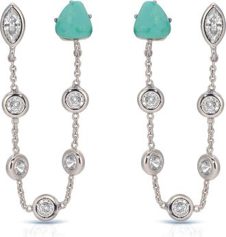 Ettika Double Piercing Drop Earrings in Turquoise And Silver at Nordstrom