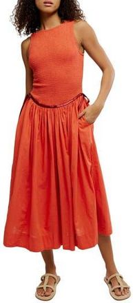 Free People Nightingale Smocked Bodice Midi Sundress in Rose Sienna Combo at Nordstrom Rack, Size X-Small