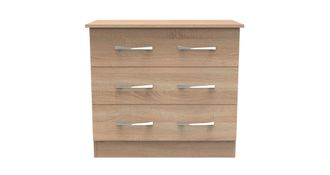 Welcome Furniture Alton Ready Assembled 3 Drawer Chest in Bardolino Oak - Welcome Furniture | TJ Hughes
