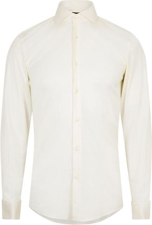 HUGO BOSS Mens Spread Collar Long Sleeve Slim Fit Oxford Shirt in Natural - Size 17.5 inch