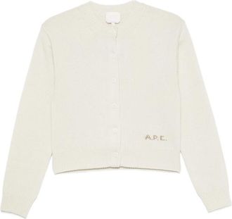 A.P.C. A. p.c. Logo-embroidered Ribbed-trim Cardigan