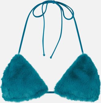 MC2 Saint Barth Woman Teal Green Furry Triangle Top Swimsuit