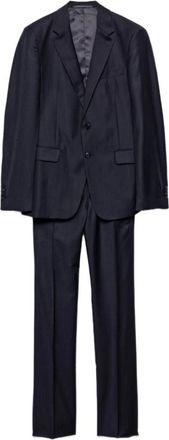 Prada Single-breasted pak - Heren - Pakken - Blauw - Maat: XL Zijde