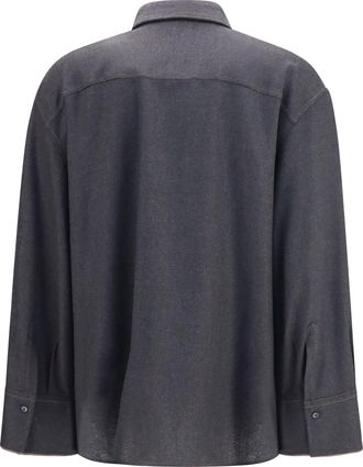 Brunello Cucinelli Womens Virgin Wool Shirt Antracite Fleece Ovis Aries
