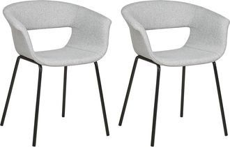 Beliani Beliani - Conjunto De 2 Sillas Modernas Asientos Tapizados Poli&eacute;ster Patas De Metal Para Comedor Cocina Gris Abilene