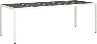 vidaXL Garden Table White 250x100x75 cm Poly Rattan and Tempered Glass Vidaxl