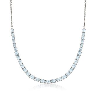 Ross-Simons Aquamarine Graduated Collar Necklace in Sterling Silver