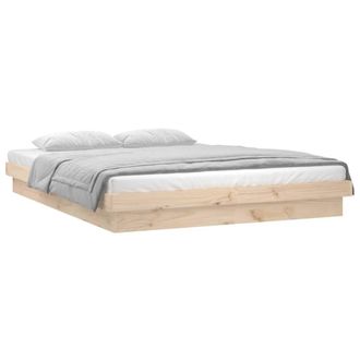 vidaXL Estructura De Cama Doble Led Sin Colch&oacute;n Madera Maciza Vidaxl
