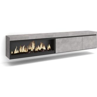 Skraut Home Skraut Home - Mueble Tv, Televisi&oacute;n, Muebles De Sal&oacute;n, Almacenaje, 237x45x35 Cm, Para Tv Gran Formato, Chimenea El&eacute;ctrica Xxl, Colgado, Suspendido, Es