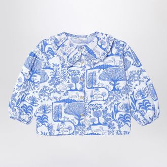 Bobo Choses Wonderland white/blue cotton blouse