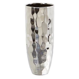 Nearly Natural 13-in Designer Silver Cylinder Vase in White at Nordstrom