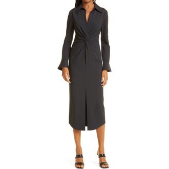 Cinq &agrave; Sept Mckenna Long Sleeve Midi Dress in Black at Nordstrom, Size 00