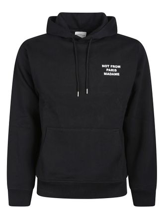 Dr&ocirc;le de Monsieur Black Bold Slogan Cotton Kangaroo Pocket Hoodie