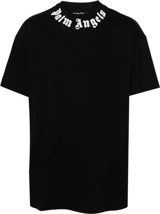 Palm Angels Zwart Logo T-shirt Aw 24 - Heren - T-shirts - Zwart - XL - Katoen - Tops