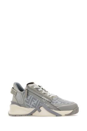 Fendi Mens Grey Fabric Fendi Flow Sneakers Gray+ston+elep Ghiac