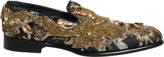 Dolce & Gabbana Velvet Loafers met Borduursel - Heren - Loafers - Veelkleurig - 44 EU - Leer - Schoenen
