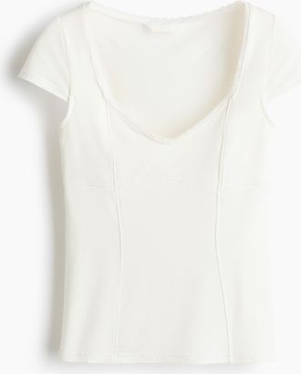 H&M Shirt mit Spitze - Weiss
