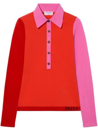 Pucci colour-block knitted polo shirt - Red