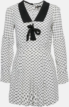 Maje White Istel Print Crepe Tie Neck Jumpsuit