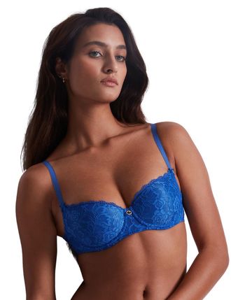 Aubade Womens HK04-6 Rosessence Comfort Moulded Half Cup Bra - Blue - Size 32D