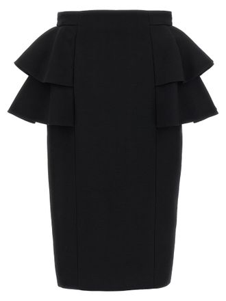Valentino Garavani Black Virgin Wool Midi Womens Skirt