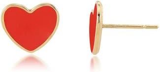 Candela Jewelry Enamel Heart Stud Earrings in Red at Nordstrom Rack