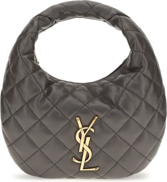 Saint Laurent Womens Handbag Icarino Quilted Nappa Lambskin Grey Leather Shoulder Bags