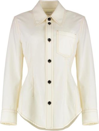 Bottega Veneta Wollen Overhemd - Dames - Overhemden - Wit - S - Wol - Overhemden