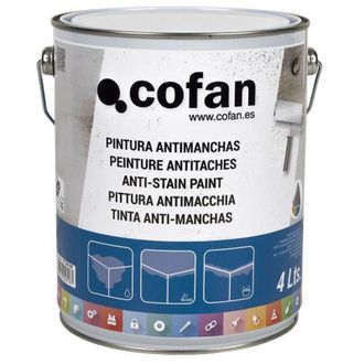 cofan Cofan - Pintura Antimanchas Al Disolvente 4 L, Pintura Para Decoraci&oacute;n De Interiores Al Disolvente Indicada Para Eliminar Manchas De Nicotina, Grasa, 