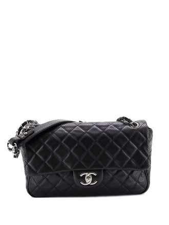 Chanel Punch Flap Bag Quilted Perforated Lambskin Jumbo shoulder bag - Zwart