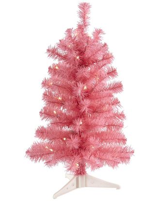 Nearly Natural 2Ft. Pink Artificial Christmas Tree With 35 Led Lights And 72 Bendable Branches