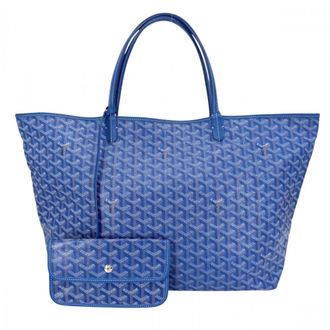 Goyard Blue Coated Canvas Leather Handbag Pouch Tote Bag (Pre-Owned)