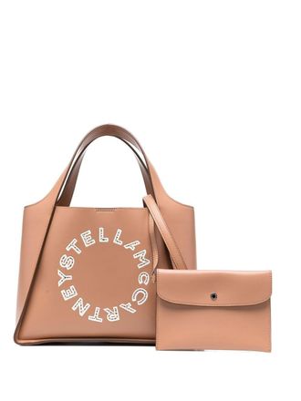 Stella McCartney Shopper met geborduurd logo - Beige